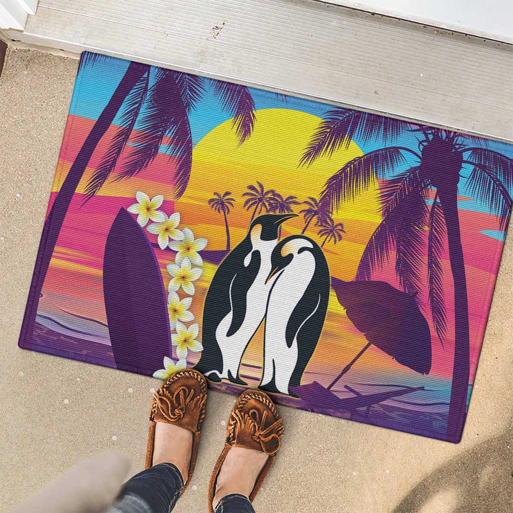 Hawaii Penguin Couple Rubber Doormat You Are My Valentine - Tropical Sunset Vibes LT14 - Polynesian Pride
