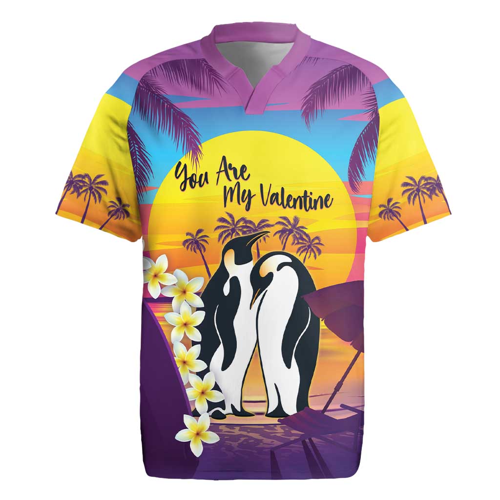 Hawaii Penguin Couple Rugby Jersey You Are My Valentine - Tropical Sunset Vibes