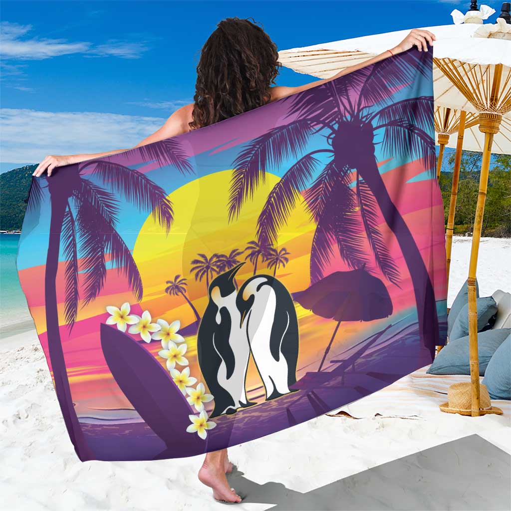 Hawaii Penguin Couple Sarong You Are My Valentine - Tropical Sunset Vibes