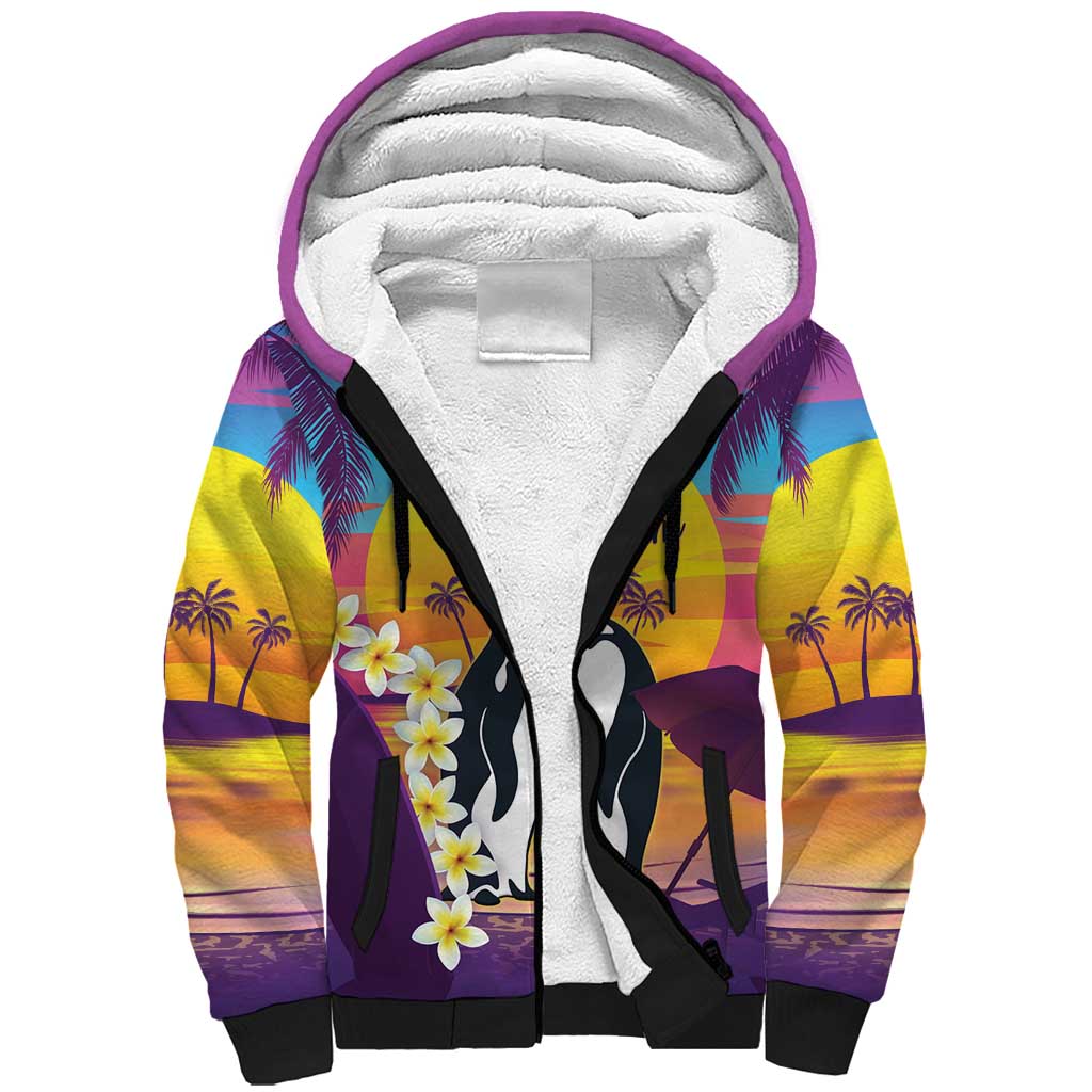 Hawaii Penguin Couple Sherpa Hoodie You Are My Valentine - Tropical Sunset Vibes