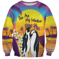 Hawaii Penguin Couple Sweatshirt You Are My Valentine - Tropical Sunset Vibes LT14 Unisex Purple - Polynesian Pride