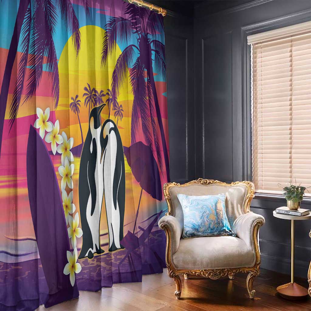 Hawaii Penguin Couple Window Curtain You Are My Valentine - Tropical Sunset Vibes LT14 - Polynesian Pride
