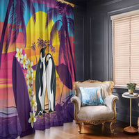 Hawaii Penguin Couple Window Curtain You Are My Valentine - Tropical Sunset Vibes LT14 - Polynesian Pride
