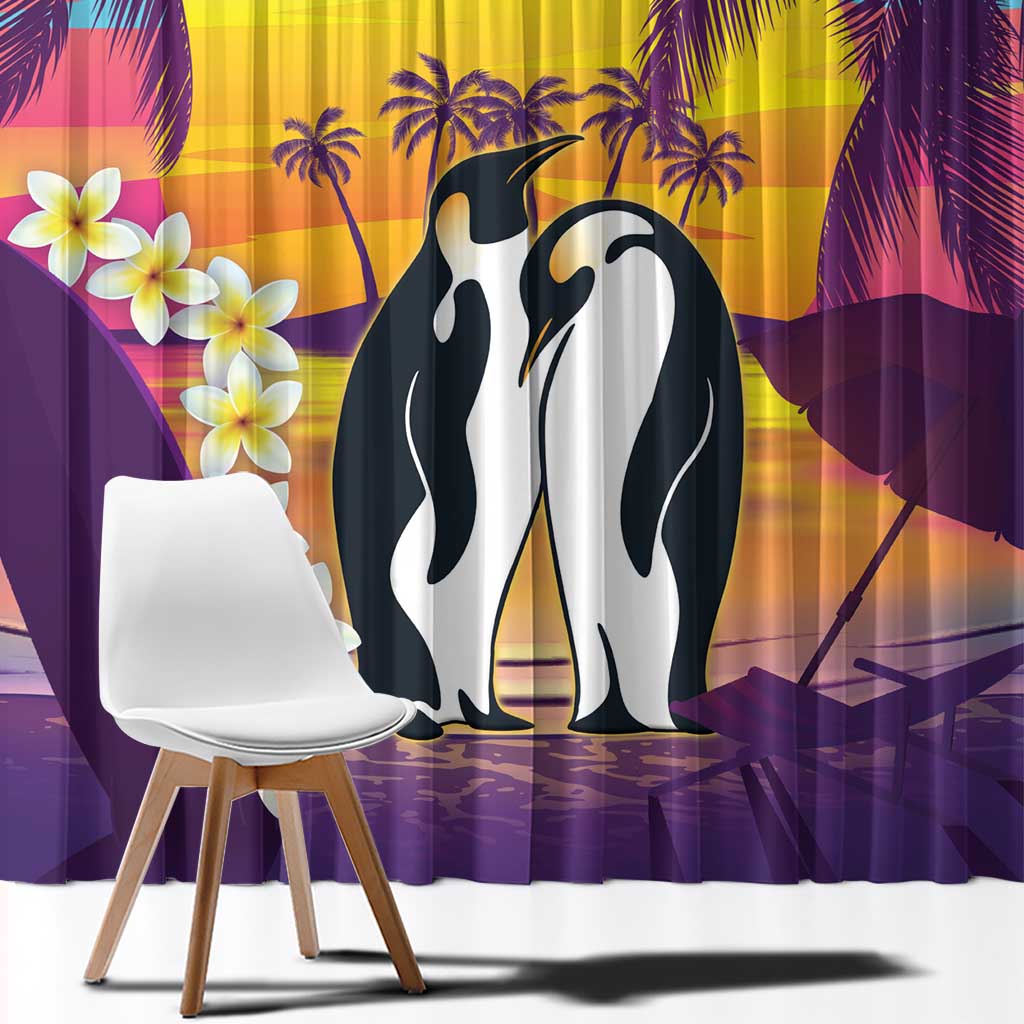 Hawaii Penguin Couple Window Curtain You Are My Valentine - Tropical Sunset Vibes LT14 - Polynesian Pride