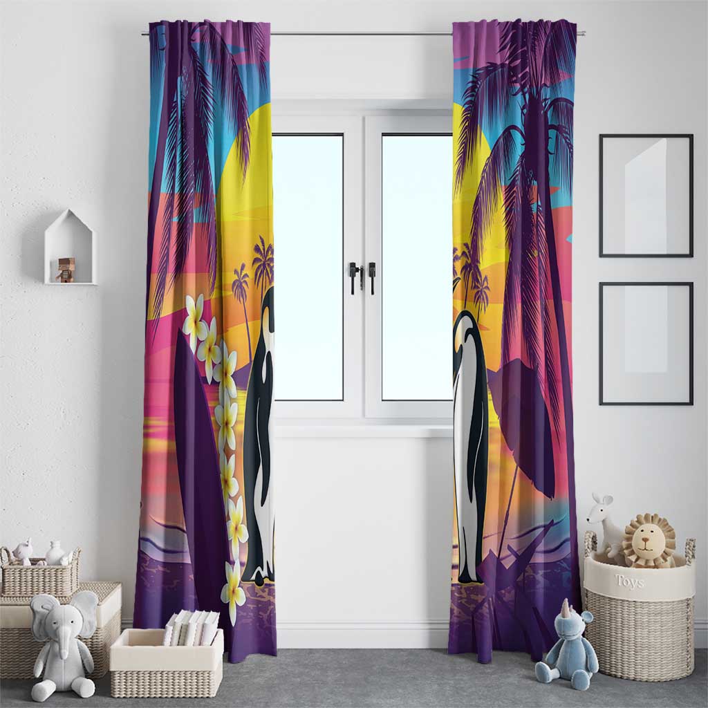 Hawaii Penguin Couple Window Curtain You Are My Valentine - Tropical Sunset Vibes LT14 - Polynesian Pride