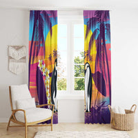 Hawaii Penguin Couple Window Curtain You Are My Valentine - Tropical Sunset Vibes LT14 - Polynesian Pride