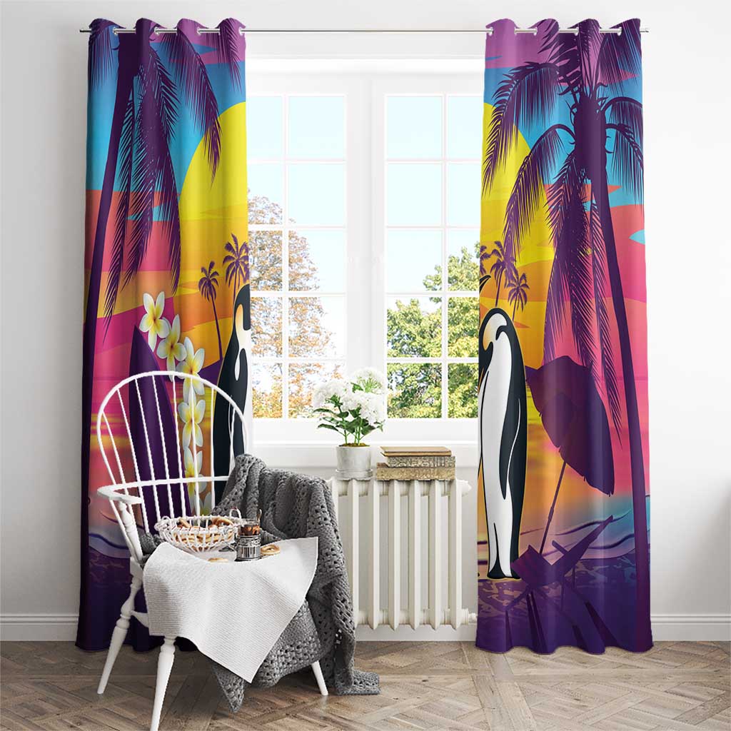 Hawaii Penguin Couple Window Curtain You Are My Valentine - Tropical Sunset Vibes LT14 - Polynesian Pride