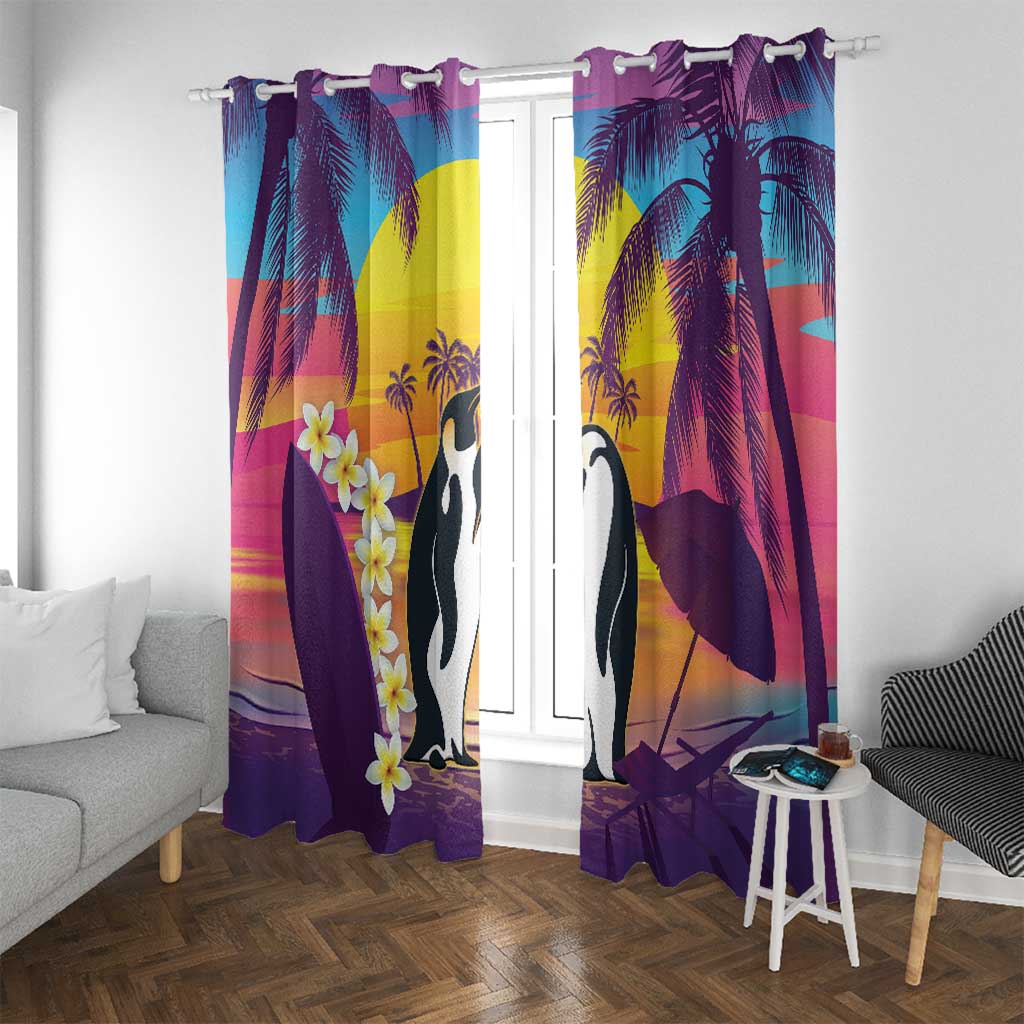 Hawaii Penguin Couple Window Curtain You Are My Valentine - Tropical Sunset Vibes LT14 With Grommets Purple - Polynesian Pride