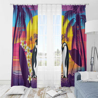 Hawaii Penguin Couple Window Curtain You Are My Valentine - Tropical Sunset Vibes LT14 - Polynesian Pride