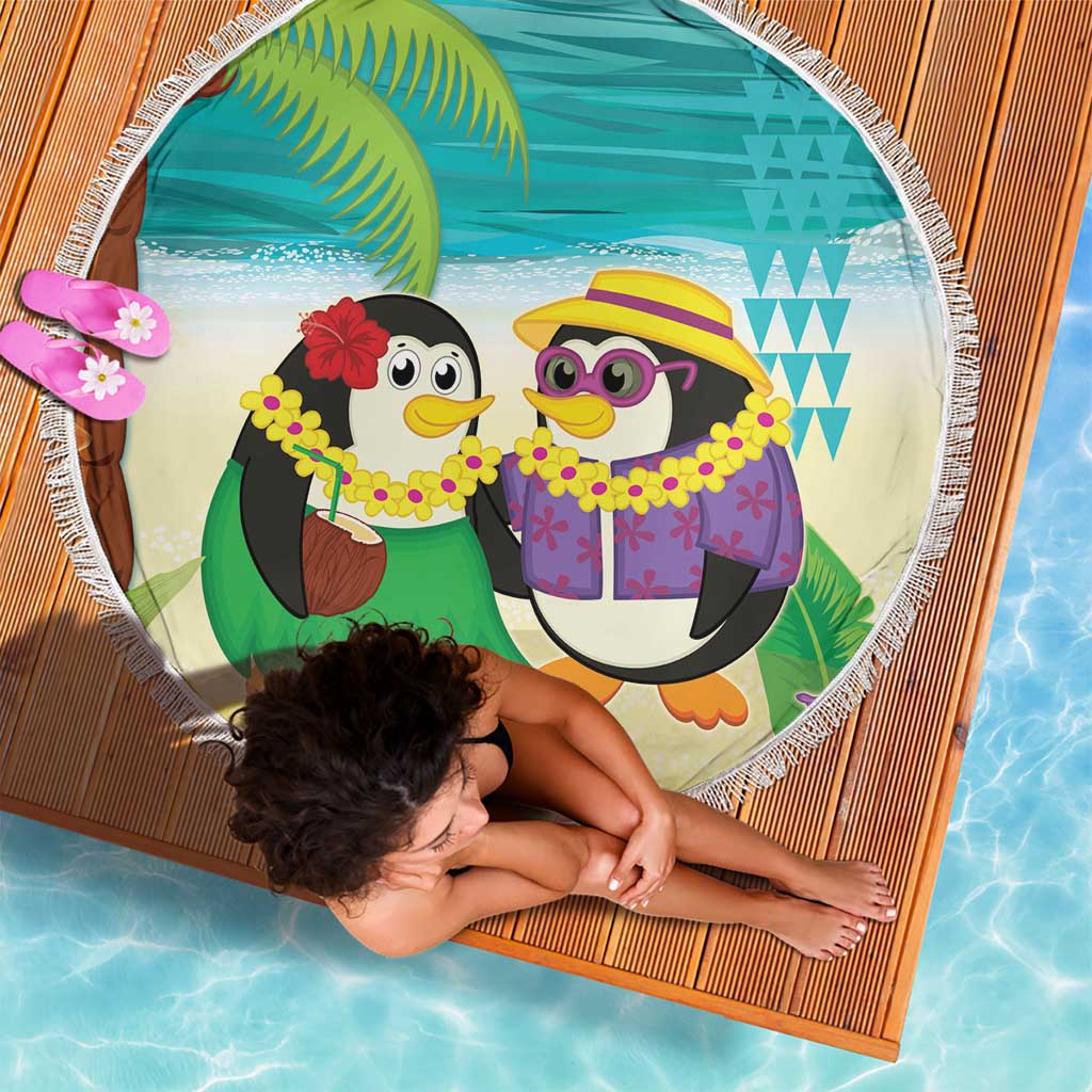 Hawaii Penguin Couple Beach Blanket Hawaiian Kakau - Tropical Summer Vibes LT14 - Polynesian Pride