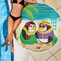 Hawaii Penguin Couple Beach Blanket Hawaiian Kakau - Tropical Summer Vibes LT14 - Polynesian Pride