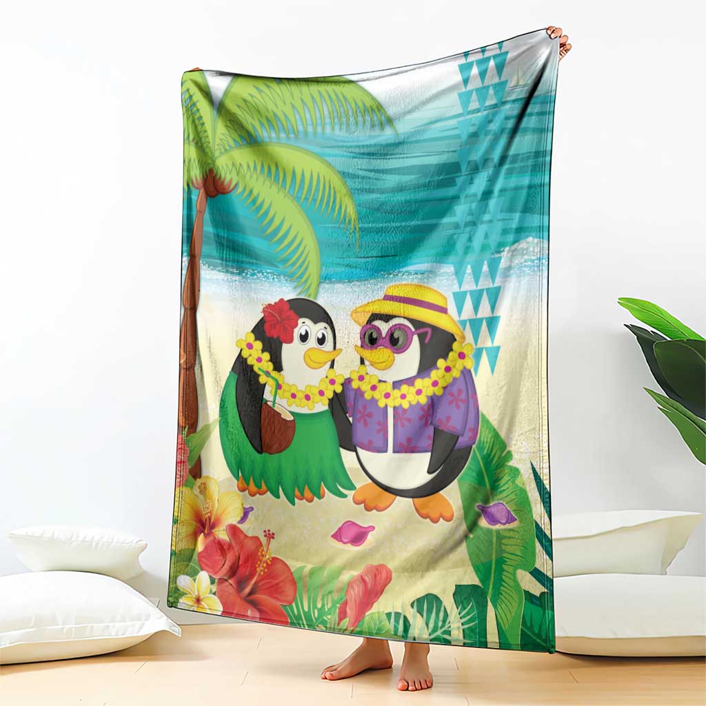 Hawaii Penguin Couple Blanket Hawaiian Kakau - Tropical Summer Vibes LT14 - Polynesian Pride