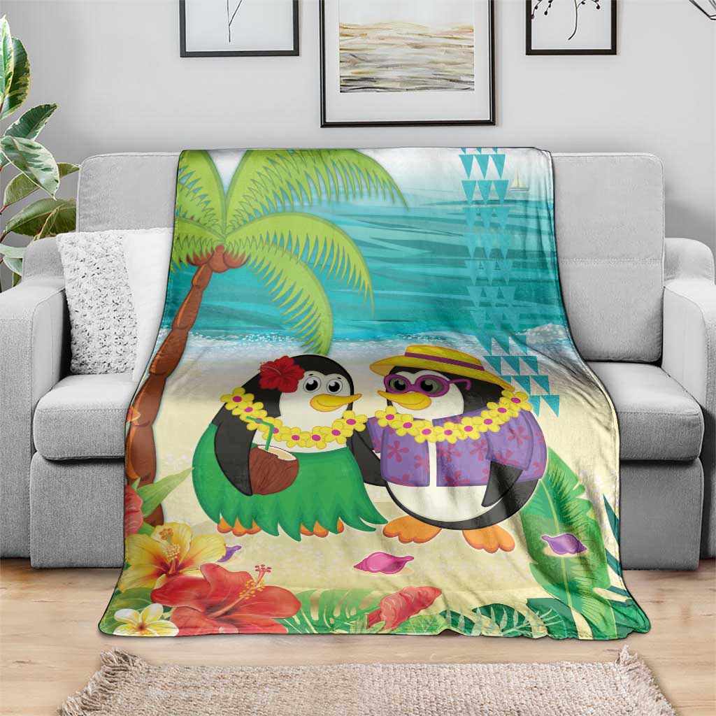 Hawaii Penguin Couple Blanket Hawaiian Kakau - Tropical Summer Vibes LT14 - Polynesian Pride