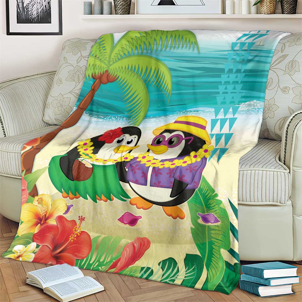Hawaii Penguin Couple Blanket Hawaiian Kakau - Tropical Summer Vibes LT14 - Polynesian Pride