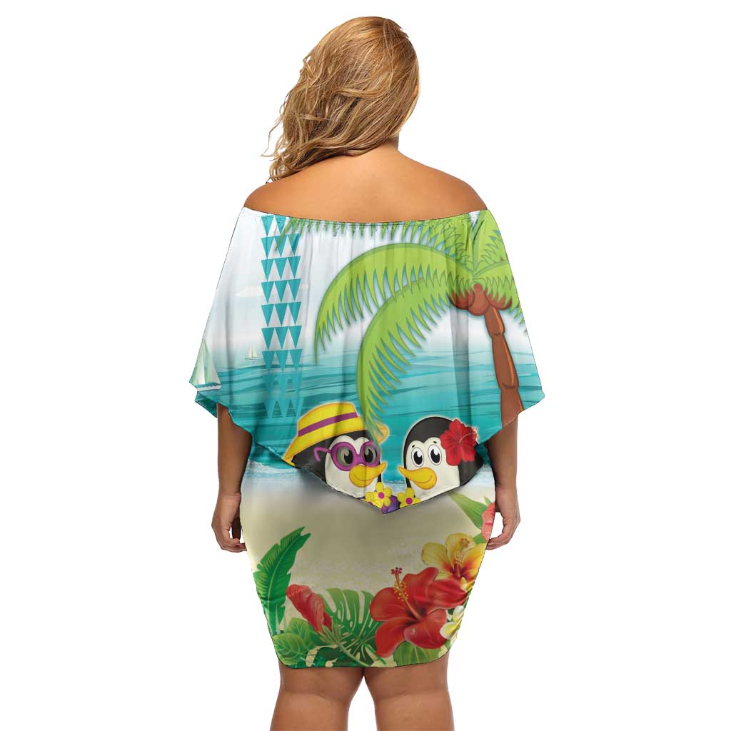 Hawaii Penguin Couple Family Matching Off Shoulder Short Dress and Hawaiian Shirt Hawaiian Kakau - Tropical Summer Vibes