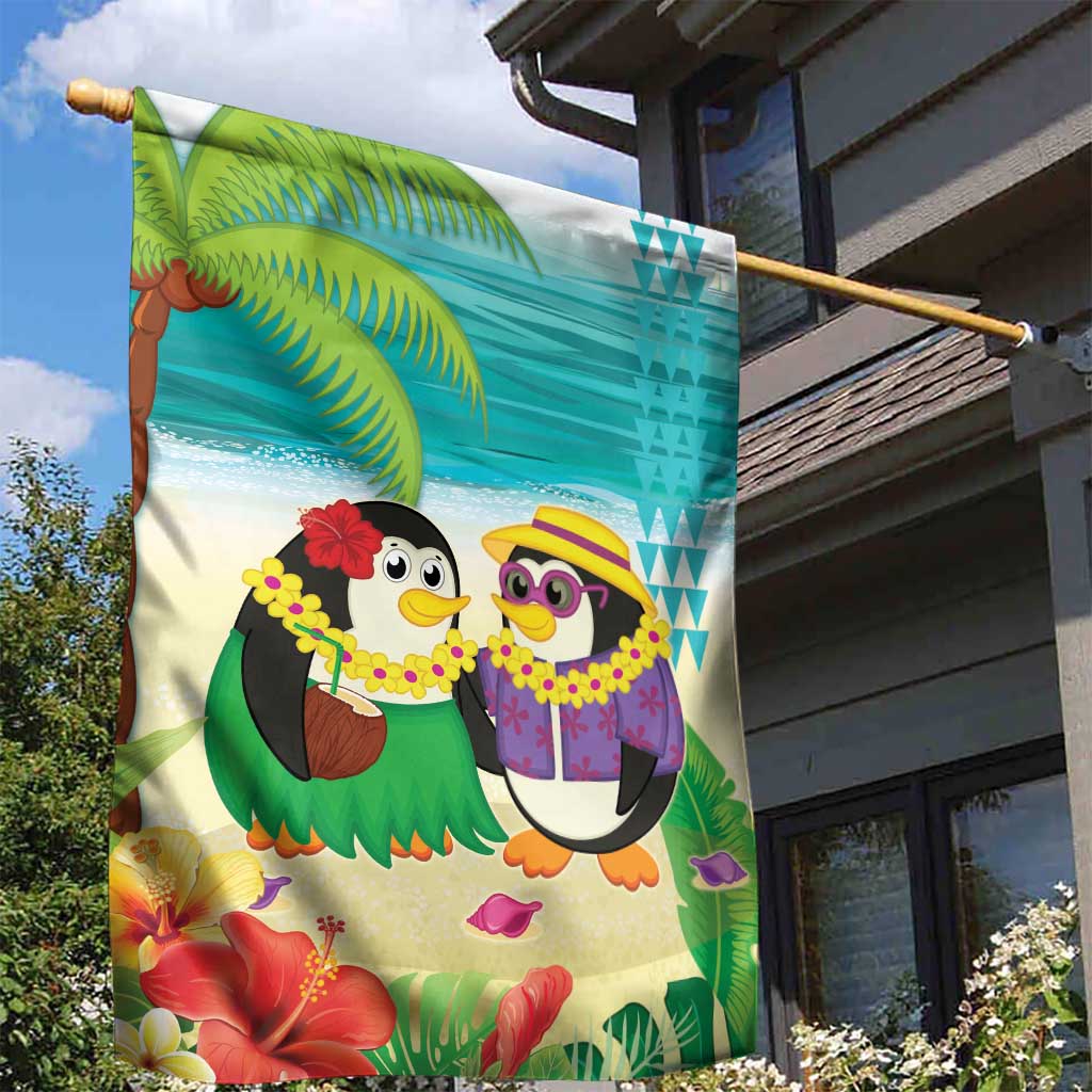 Hawaii Penguin Couple Garden Flag Hawaiian Kakau - Tropical Summer Vibes LT14 - Polynesian Pride