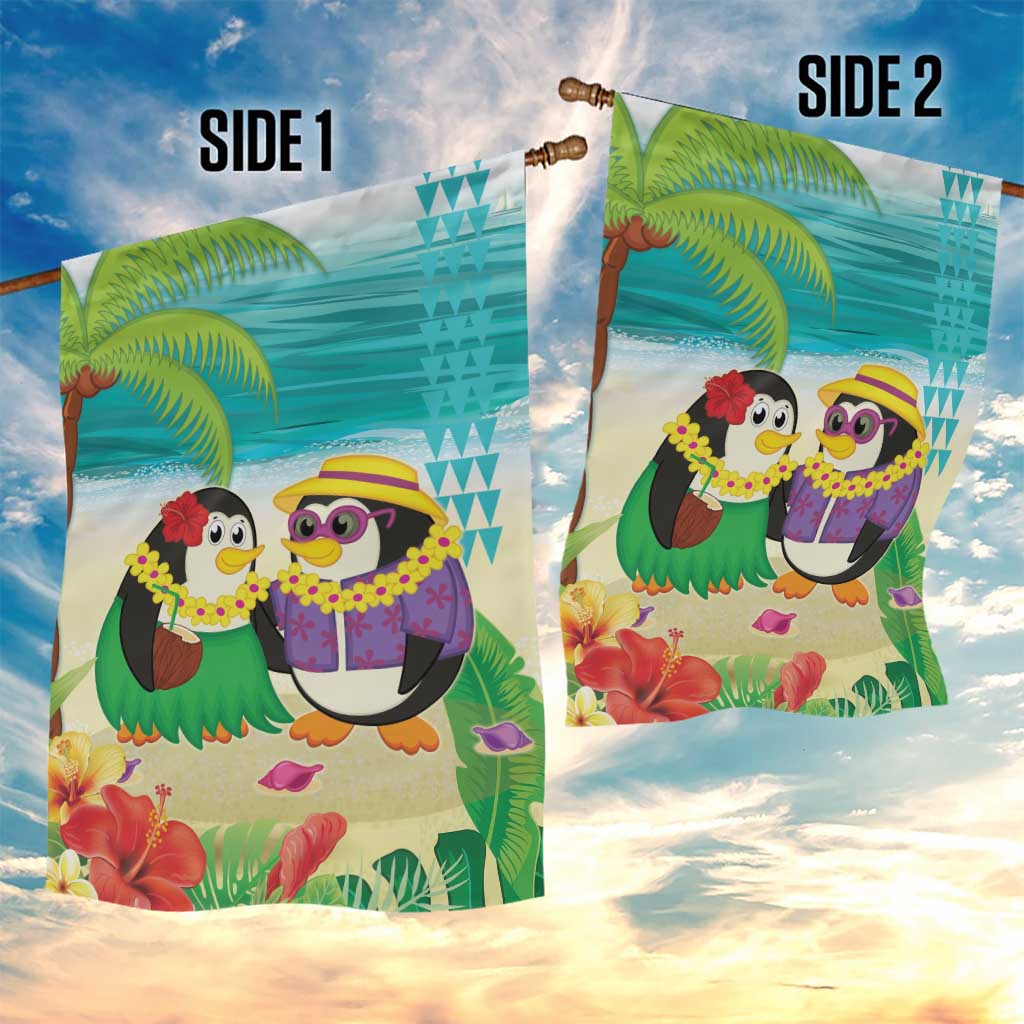 Hawaii Penguin Couple Garden Flag Hawaiian Kakau - Tropical Summer Vibes LT14 - Polynesian Pride