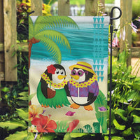 Hawaii Penguin Couple Garden Flag Hawaiian Kakau - Tropical Summer Vibes LT14 Garden Flag Cyan - Polynesian Pride