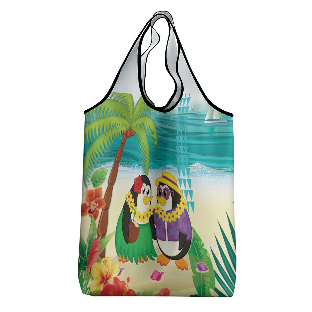 Hawaii Penguin Couple Grocery Bag Hawaiian Kakau - Tropical Summer Vibes