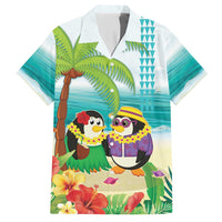 Hawaii Penguin Couple Hawaiian Shirt Hawaiian Kakau - Tropical Summer Vibes LT14 Cyan - Polynesian Pride