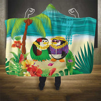Hawaii Penguin Couple Hooded Blanket Hawaiian Kakau - Tropical Summer Vibes LT14 - Polynesian Pride