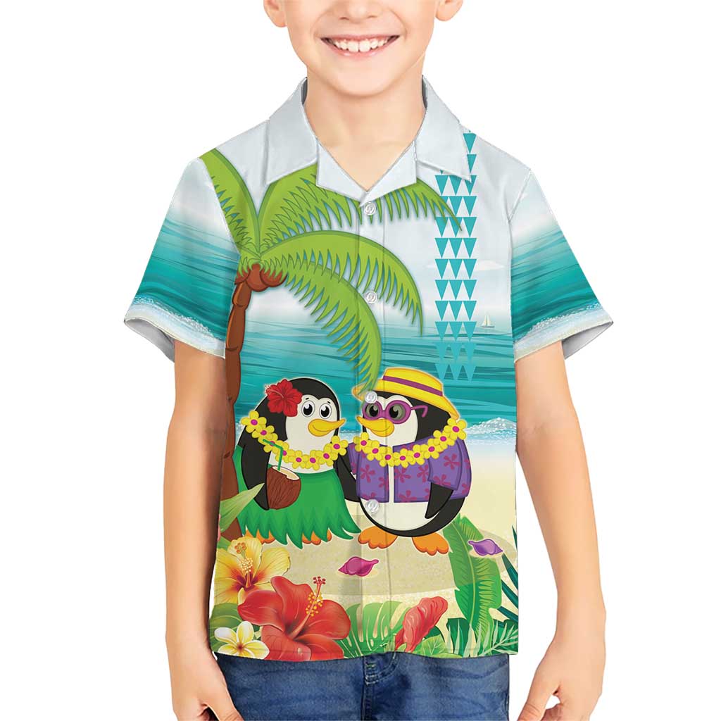 Hawaii Penguin Couple Kid Hawaiian Shirt Hawaiian Kakau - Tropical Summer Vibes