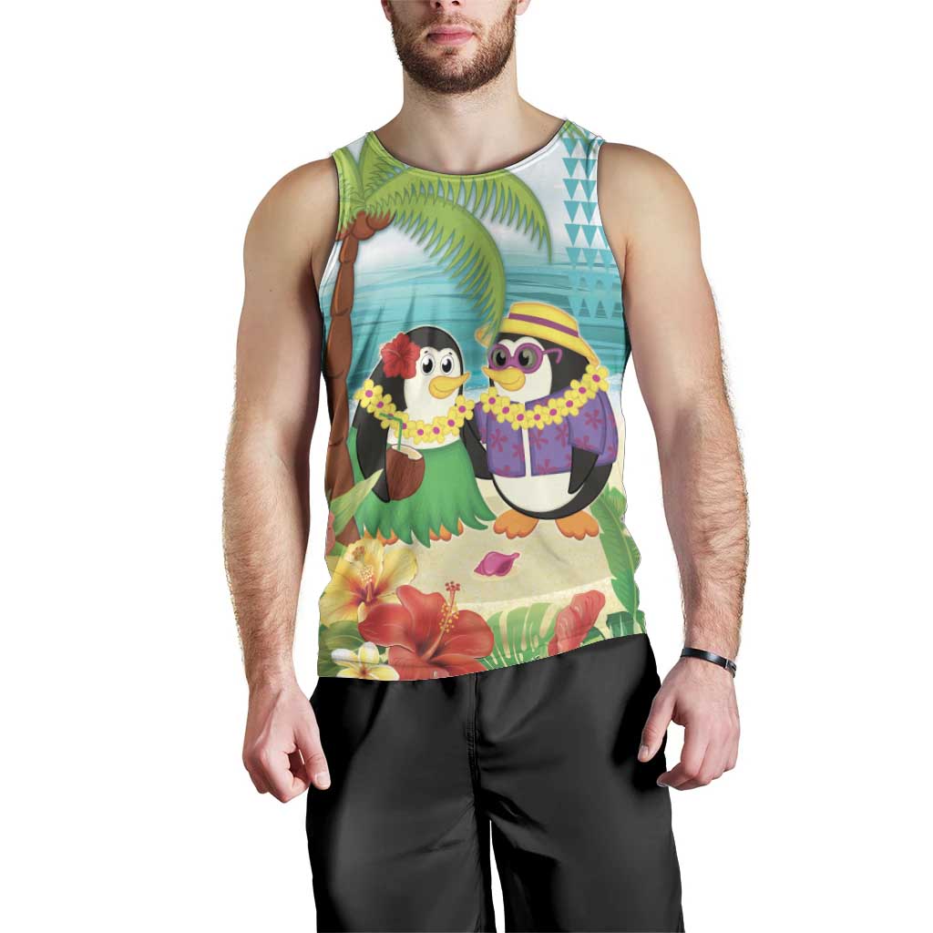 Hawaii Penguin Couple Men Tank Top Hawaiian Kakau - Tropical Summer Vibes LT14 - Polynesian Pride
