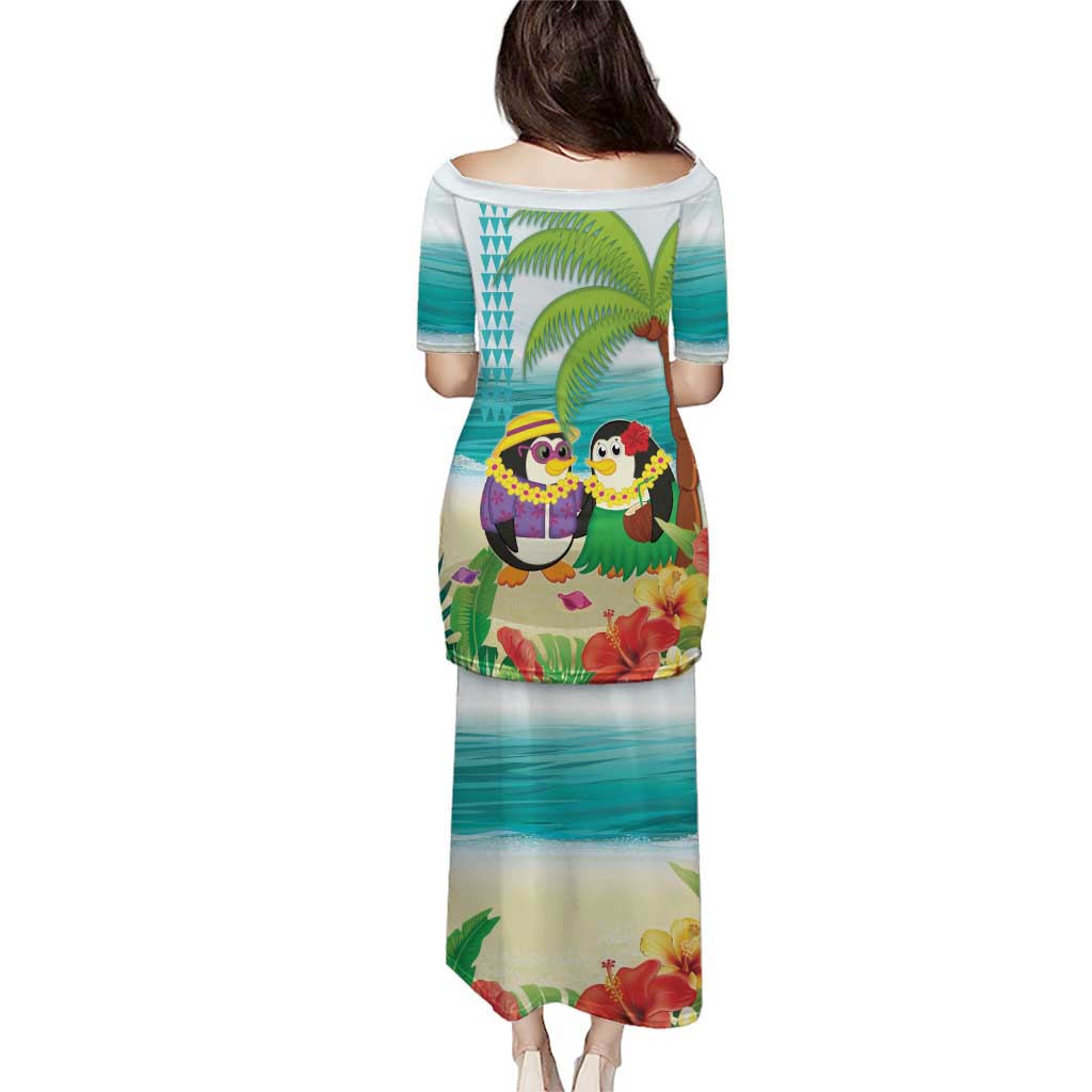Hawaii Penguin Couple Puletasi Hawaiian Kakau - Tropical Summer Vibes LT14 - Polynesian Pride