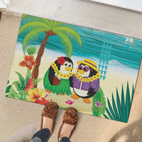 Hawaii Penguin Couple Rubber Doormat Hawaiian Kakau - Tropical Summer Vibes LT14 - Polynesian Pride