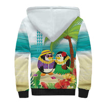 Hawaii Penguin Couple Sherpa Hoodie Hawaiian Kakau - Tropical Summer Vibes LT14 - Polynesian Pride