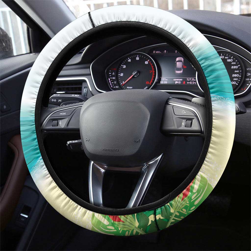 Hawaii Penguin Couple Steering Wheel Cover Hawaiian Kakau - Tropical Summer Vibes LT14 - Polynesian Pride