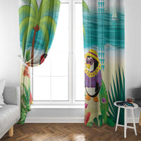Hawaii Penguin Couple Window Curtain Hawaiian Kakau - Tropical Summer Vibes LT14 - Polynesian Pride