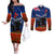 New Zealand ANZAC Day Couples Matching Off The Shoulder Long Sleeve Dress and Long Sleeve Button Shirt 25 April Last Post Camouflage With Poppies LT14 Blue - Polynesian Pride