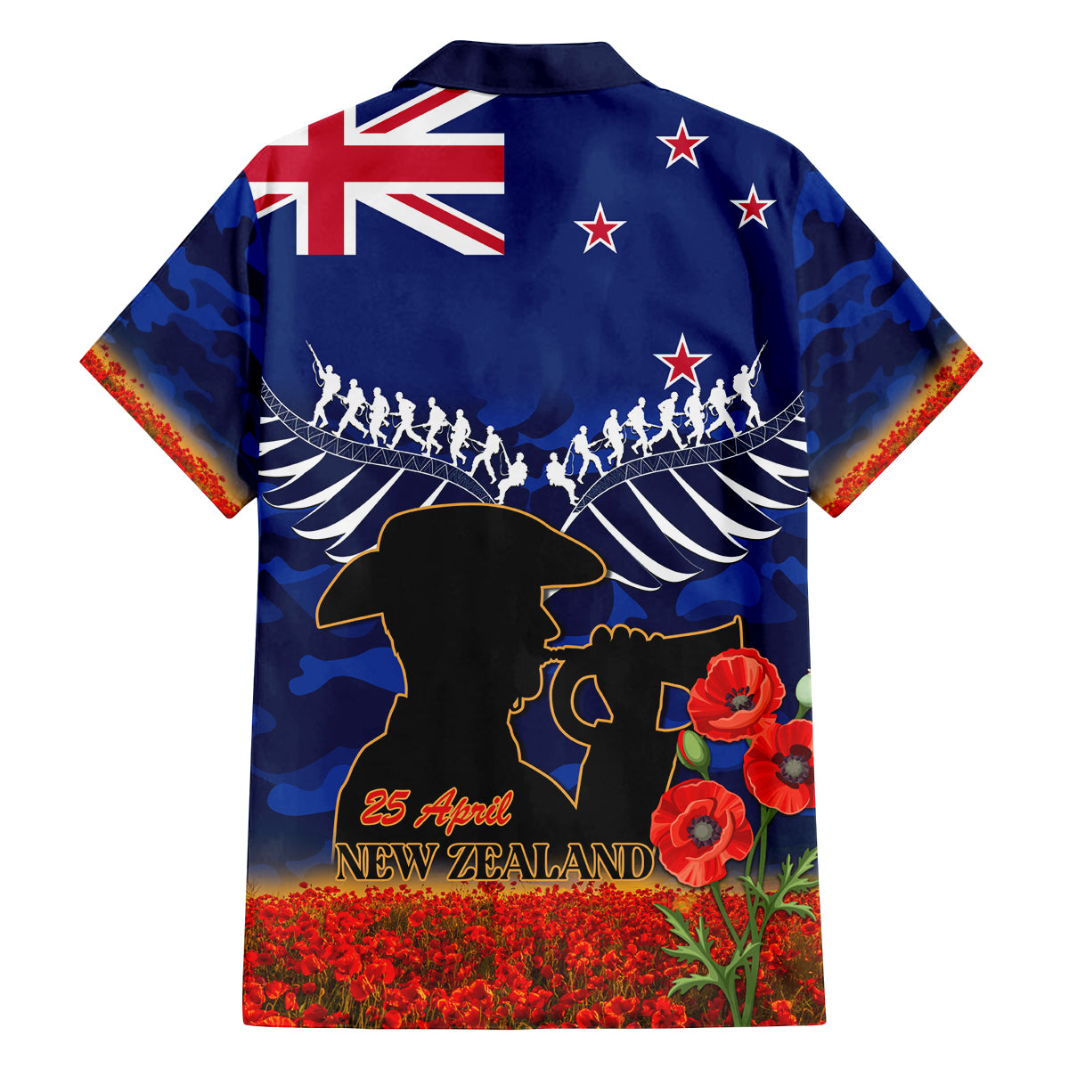 New Zealand ANZAC Day Family Matching Puletasi and Hawaiian Shirt 25 April Last Post Camouflage With Poppies LT14 - Polynesian Pride