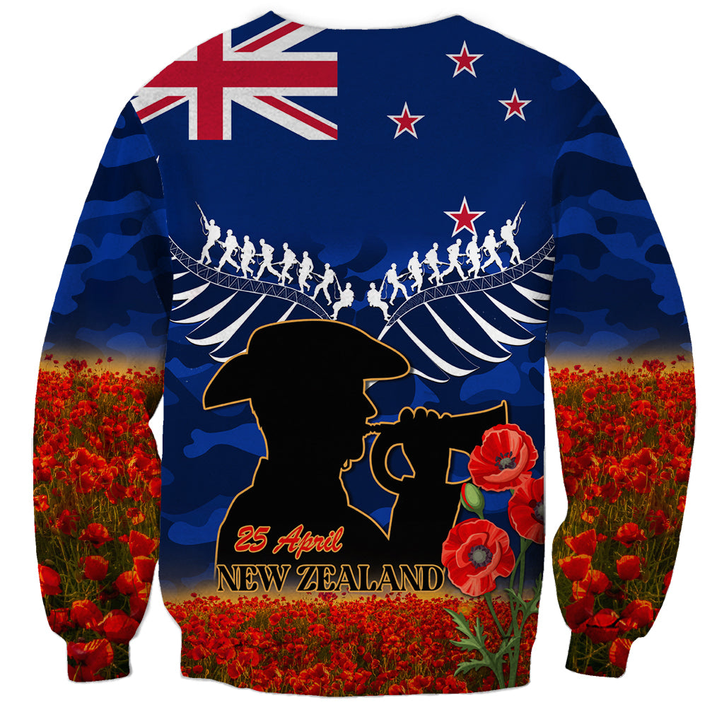 New Zealand ANZAC Day Sweatshirt 25 April Last Post Camouflage With Poppies LT14 - Polynesian Pride
