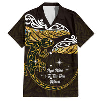 New Zealand Matariki Family Matching Long Sleeve Bodycon Dress and Hawaiian Shirt Maori New Year Silver Fern And Lizard - Gold
