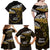 New Zealand Matariki Family Matching Off Shoulder Maxi Dress and Hawaiian Shirt Maori New Year Silver Fern And Lizard - Gold