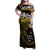 New Zealand Matariki Family Matching Off Shoulder Maxi Dress and Hawaiian Shirt Maori New Year Silver Fern And Lizard - Gold