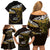 New Zealand Matariki Family Matching Off Shoulder Short Dress and Hawaiian Shirt Maori New Year Silver Fern And Lizard - Gold