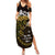 New Zealand Matariki Family Matching Summer Maxi Dress and Hawaiian Shirt Maori New Year Silver Fern And Lizard - Gold