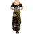 New Zealand Matariki Family Matching Summer Maxi Dress and Hawaiian Shirt Maori New Year Silver Fern And Lizard - Gold