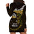 New Zealand Matariki Hoodie Dress Maori New Year Silver Fern And Lizard - Gold