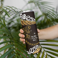 New Zealand Matariki Skinny Tumbler Maori New Year Silver Fern And Lizard - Gold