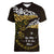 New Zealand Matariki Women V-Neck T-Shirt Maori New Year Silver Fern And Lizard - Gold