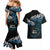 New Zealand Matariki Couples Matching Mermaid Dress and Hawaiian Shirt Maori New Year Silver Fern And Lizard - Turquosie