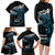 New Zealand Matariki Family Matching Long Sleeve Bodycon Dress and Hawaiian Shirt Maori New Year Silver Fern And Lizard - Turquosie