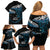 New Zealand Matariki Family Matching Off Shoulder Short Dress and Hawaiian Shirt Maori New Year Silver Fern And Lizard - Turquosie