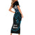 New Zealand Matariki Family Matching Short Sleeve Bodycon Dress and Hawaiian Shirt Maori New Year Silver Fern And Lizard - Turquosie