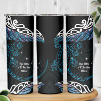 New Zealand Matariki Skinny Tumbler Maori New Year Silver Fern And Lizard - Turquosie