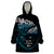 New Zealand Matariki Wearable Blanket Hoodie Maori New Year Silver Fern And Lizard - Turquosie